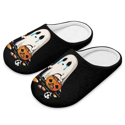 Uacyareni Halloween Hausschuhe Für Damen Herren Süßer Geist Winter Plüsch Wärme Pantoffeln Warmer Flanell Slippers-40-41 von Uacyareni