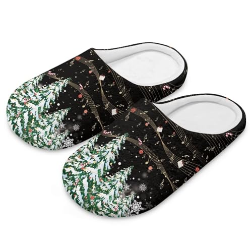 Uacyareni Hausschuhe Damen Christmas Tree and Light Schneeflocke Christmas Pantoffeln Weihnachtshausschuhe Funny Slippers-36-37 von Uacyareni