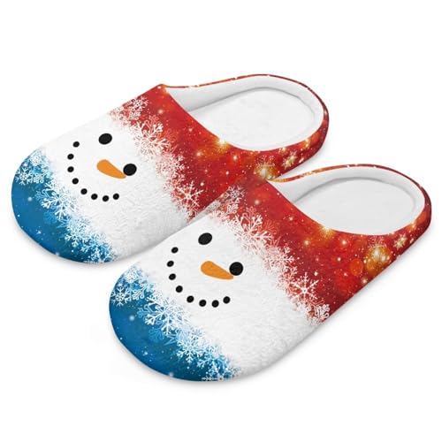 Uacyareni Hausschuhe Damen Hübscher SchneemannWinter Pantoffeln Lebkuchenmann Weihnachts Hausschuhe Damen Warm Plüsch für Frauen-40-41 von Uacyareni