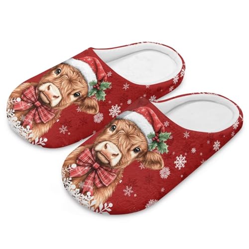 Uacyareni Hochlandkuh Hausschuhe Damen Weihnachten Winter Pantoffeln Komfortabel Christmas Pantoffeln-44-45 von Uacyareni