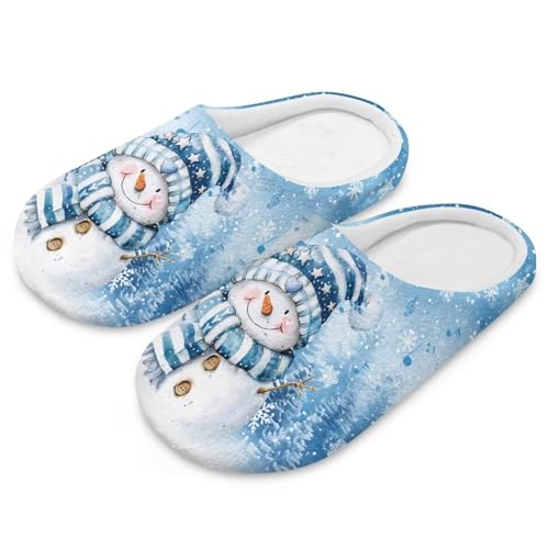 Uacyareni Hübscher Schneemann Weihnachten Winter Pantoffeln Komfortabel Christmas Pantoffeln Weihnachtshausschuhe Funny Slippers-38-39 von Uacyareni