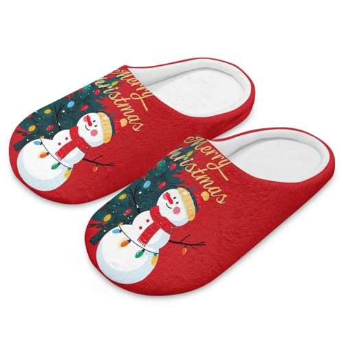 Uacyareni Hübscher Schneemann Weihnachts Hausschuhe Damen Warm Plüsch Plüsch Pantoletten Komfortabel Slipper Hauspantoffeln Christmas Slippers-40-41 von Uacyareni