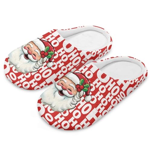 Uacyareni Lustiger Weihnachtsmann Hausschuhe Damen Weihnachten Winter Pantoffeln Komfortabel Christmas Pantoffeln Weihnachtshausschuhe Funny Slippers-46-47 von Uacyareni