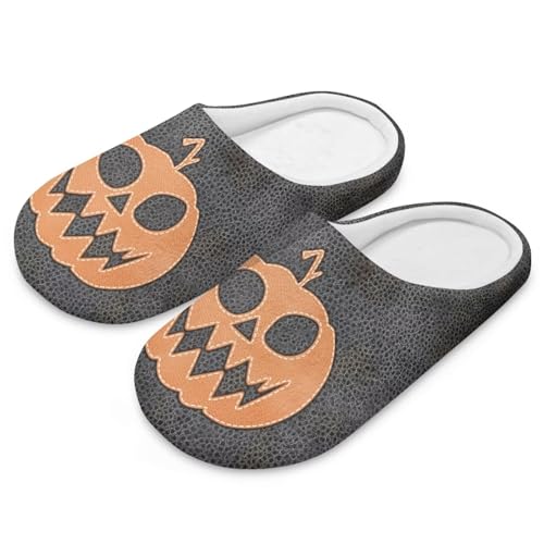 Uacyareni Lustiges Gesicht Kürbis Halloween Hausschuhe Für Damen Herren Winter Plüsch Wärme Pantoffeln Komfortabel Pantoffeln-36-37 von Uacyareni
