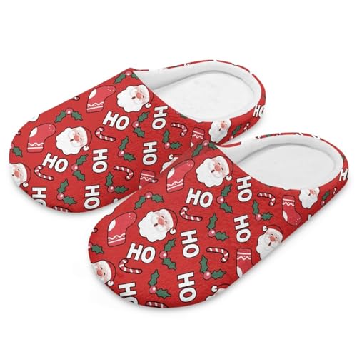 Uacyareni Santa Claus Hausschuhe Damen Weihnachten Winter Pantoffeln Soft Weihnachts Hausschuhe Damen Warm Plüsch für Frauen-36-37 von Uacyareni