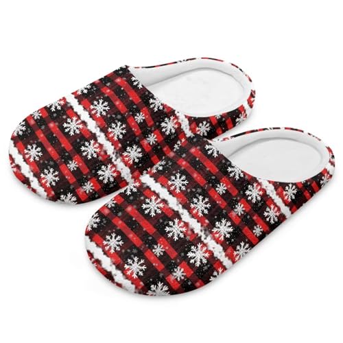 Uacyareni Schneeflocke Weihnachten Weiche Bequem Plüsch Pantoffeln rutschfeste Hüttenschuhe Slippers Hausschuhe Komfortabel-36-37 von Uacyareni
