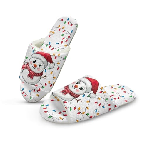Uacyareni Schneemann Plüsch Pantoletten Komfortabel Slipper Hauspantoffeln Christmas Pantoffeln Weihnachtshausschuhe Funny Slippers-40-41 von Uacyareni