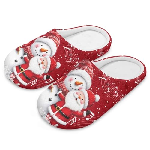 Uacyareni Schneemann und Weihnachtsmann Christmas Hausschuhe für Damen Und Herren Warmer Flanell Hausschuhe Damen Komfortabel Funny Slippers-42-43 von Uacyareni