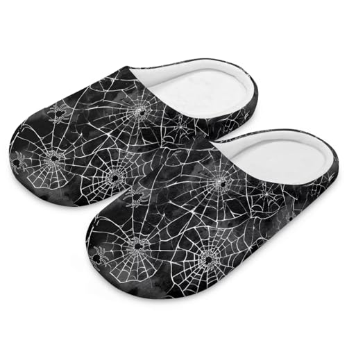 Uacyareni Spinnennetz Halloween Damen Pantoffeln Cartoon Bequem Flauschig Flach Leichte Freizeit Slipper Halloween Mode Plüschhausschuhe-42-43 von Uacyareni