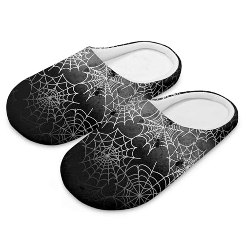 Uacyareni Spinnennetz Halloween Hausschuhe für Damen Und Herren Warmer Flanell Hausschuhe Damen Komfortabel Funny Slippers-42-43 von Uacyareni