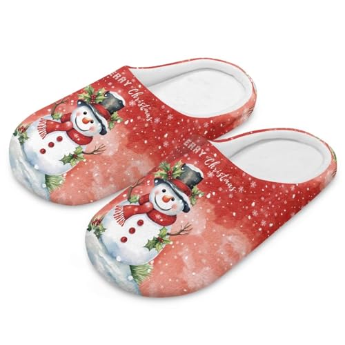 Uacyareni Süßer Schneemann Hausschuhe Damen Weihnachten Winter Pantoffeln Komfortabel Christmas Pantoffeln Weihnachtshausschuhe Funny Slippers-42-43 von Uacyareni