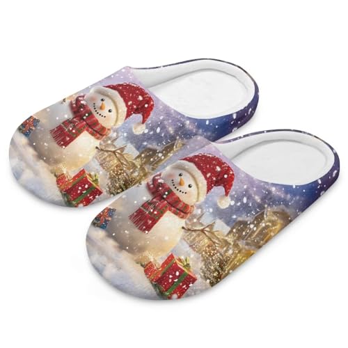 Uacyareni Süßer Schneemann Hausschuhe Damen Weihnachten Winter Pantoffeln Komfortabel Christmas Pantoffeln Weihnachtshausschuhe Funny Slippers-44-45 von Uacyareni