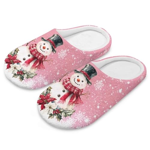 Uacyareni Süßer Schneemann Hausschuhe Damen Weihnachten Winter Pantoffeln Wärme Pantoffeln Warmer Flanell Pantoffel Damen-40-41 von Uacyareni