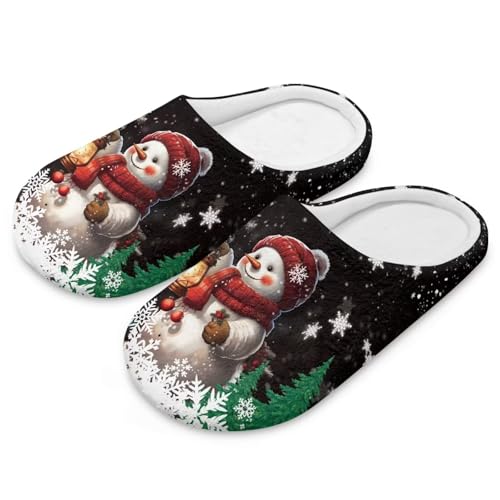 Uacyareni Süßer Schneemann Hausschuhe Damen Weihnachten Winter Pantoffeln Warmer Flanell Christmas Pantoffeln für Frauen-40-41 von Uacyareni