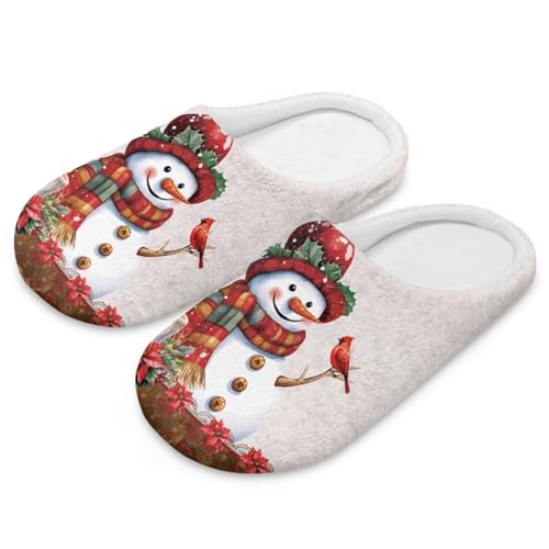 Uacyareni Süßer Schneemann Hausschuhe Damen Weihnachten Winter Pantoffeln Warmer Flanell Hausschuhe Damen-44-45 von Uacyareni
