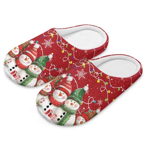 Uacyareni Süßer Schneemann Pattern Weihnachten Hausschuhe Damen Winter Warme Hausschuhe Für Weich Und Bequem Komfortabel-36-37 von Uacyareni