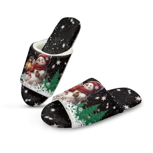 Uacyareni Süßer Schneemann Plüsch Pantoletten Komfortabel Slipper Hauspantoffeln Christmas Pantoffeln Weihnachtshausschuhe Funny Slippers-44-45 von Uacyareni