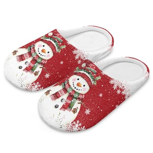 Uacyareni Süßer Schneemann Schneeflocke Buntes Licht Bequem Plüsch Pantoffeln Cartoon-Elch Hüttenschuhe Slippers Hausschuhe Komfortabel Christmas Slippers-42-43 von Uacyareni