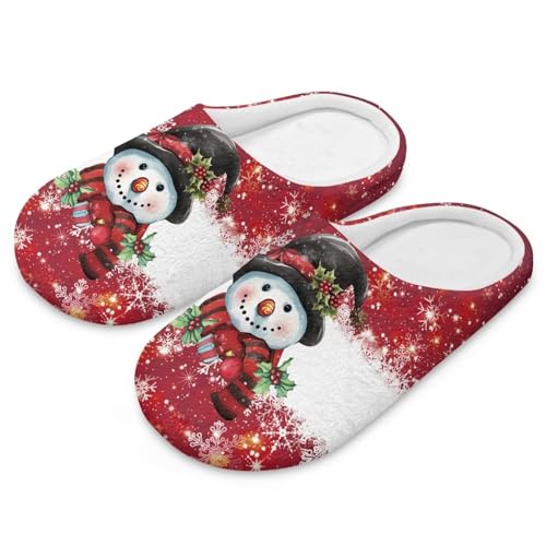 Uacyareni Süßer Schneemann Schneeflocke Hausschuhe Damen Weihnachten Winter Pantoffeln Warmer Flanell Christmas Pantoffeln für Frauen-40-41 von Uacyareni