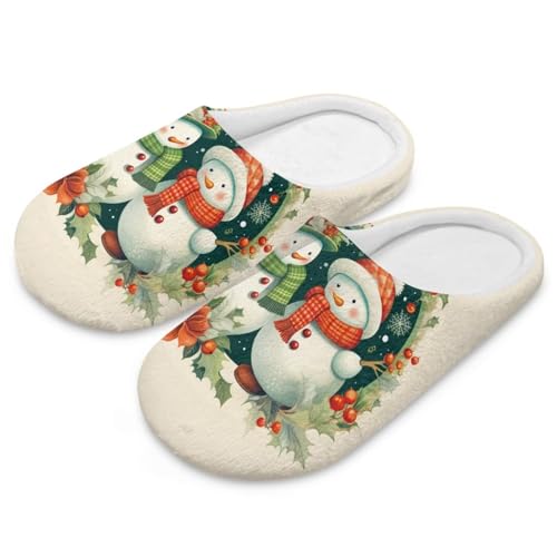Uacyareni Süßer Schneemann Schneeflocke Weihnachten Hausschuhe Damen Winter Warme Hausschuhe Für Weich Und Bequem-38-39 von Uacyareni
