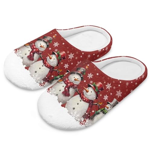Uacyareni Süßer Schneemann Weihnachten Weiche Bequem Plüsch Pantoffeln rutschfeste Hüttenschuhe Slippers Hausschuhe Pantoffeln Herren-46-47 von Uacyareni