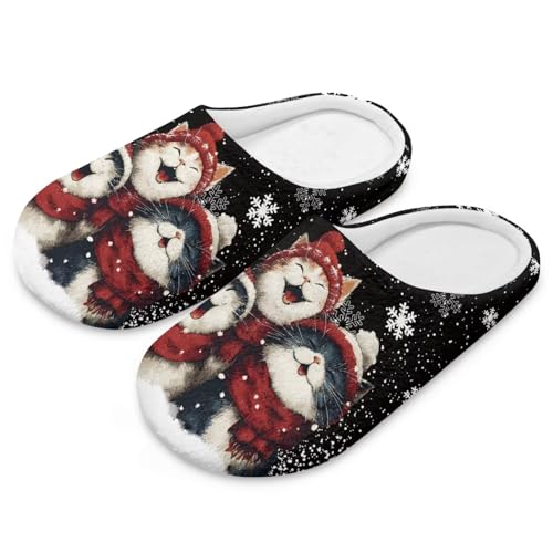 Uacyareni Süßes Kätzchen Hausschuhe Damen Weihnachten Winter Pantoffeln Warmer Flanell Christmas Pantoffeln für Frauen-44-45 von Uacyareni