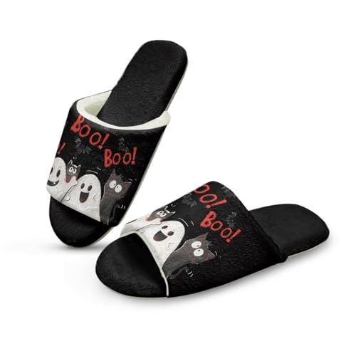 Uacyareni Weihnachten Hausschuhe Damen Winter Warme Hausschuhe Für Weich Und Bequem Süßer Geist und Katze Schneeflocke Pantoffeln-40-41 von Uacyareni