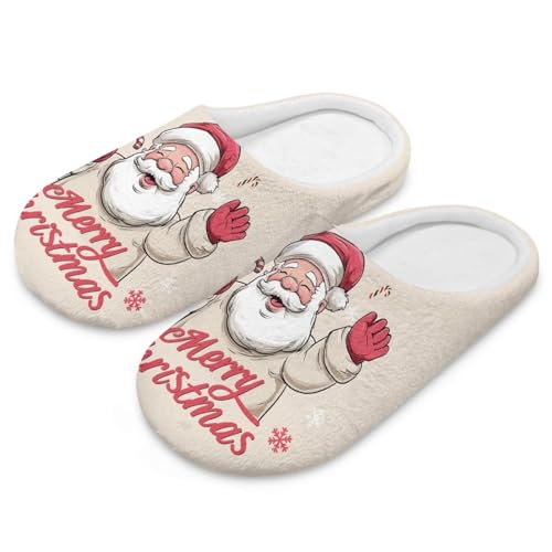 Uacyareni Weihnachts Hausschuhe Damen Warm Cute Santa Claus Hüttenschuhe Slippers Hausschuhe Komfortabel Christmas Pantoffeln-40-41 von Uacyareni