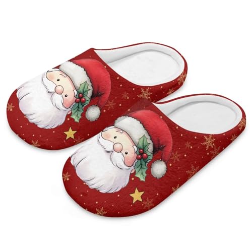 Uacyareni Weihnachtsmann Hausschuhe Damen Weihnachten Winter Pantoffeln Komfortabel Slippers Xmas Decor Pantoffeln Herren-46-47 von Uacyareni