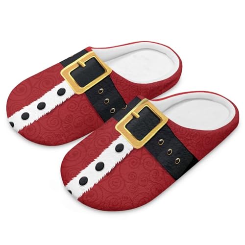 Uacyareni Weihnachtsmuster Plüsch Pantoletten Komfortabel Slipper Hauspantoffeln Warmer Flanell Christmas Pantoffeln Hausschuhe Damen-46-47 von Uacyareni