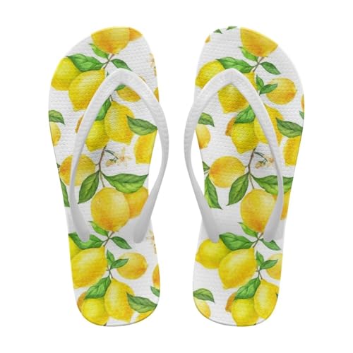Uacyareni Zitrone und Grünzeug Flip Flops Damen Sommer Strand Komfort Plattform Sandalen Badelatschen Flipflops für Damen Mode slipper 40 von Uacyareni