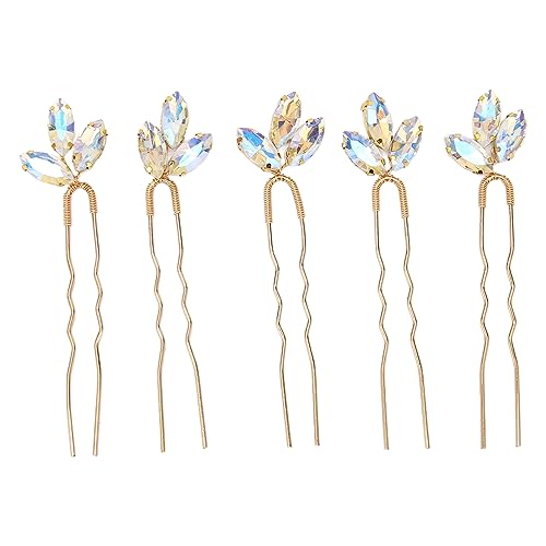 5 Stück Kristall-Blumen-Haarnadeln, Schlichtes Retro-elegantes, Glänzendes, Helles Strass-Haarteil Für Frauen, Brautjungfern-Haarschmuck, Perlen-Haarnadeln, Silberne Haarspangen von Uadme