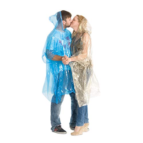 Uakeii 1x Mehrweg Regenponcho Regencape transparent-gelb für Damen und Herren Wiederverwendbar Notfall Poncho ideal für Festival, Camping von Uakeii