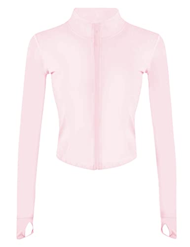 UANEO Workout-Tops für Damen, Cropped-Workout-Jacken für Frauen, Yoga, Sportjacke, Pink, L von Uaneo