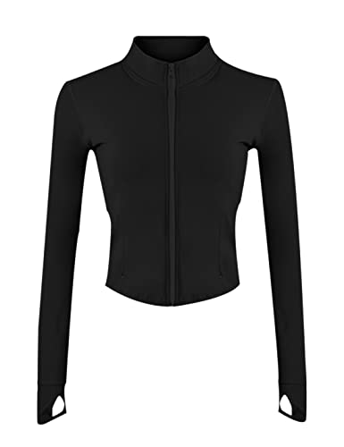 UANEO Workout-Tops für Damen, Cropped-Workout-Jacken für Frauen, Yoga, Sportjacke, Schwarze Tasche, M von Uaneo