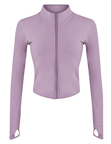 UANEO Workout-Tops für Damen, bauchfreie Workout-Jacken für Damen, Yoga, Sportjacke, Violett, M von Uaneo