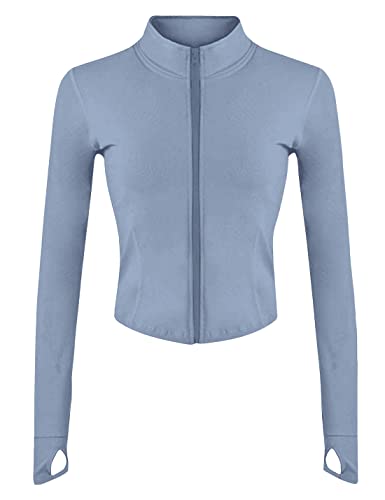 UANEO Workout-Tops für Damen, kurze Workout-Jacken für Damen, Yoga, athletische Jacke, 01blue, M von Uaneo