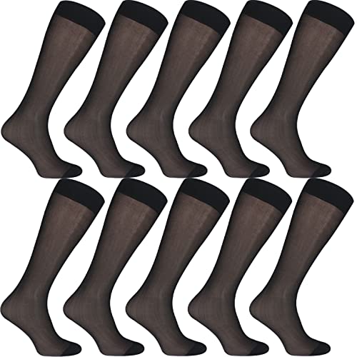 Uaussi 10 Paar ultradünne Herrensocken, Seide, durchscheinend, Business-Socken, weiches Nylon, Arbeitshose, Sox Mitte der Wade, Otc Plain 10 Schwarz, Einheitsgr��e von Uaussi