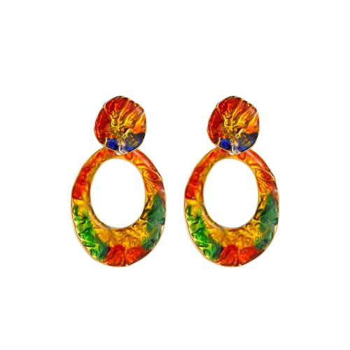 Mehrfarbige baumelnde Ohrringe für Damen, trendige, vergoldete Sommer-Accessoires. Ubahatimi, 1.57 IN*0.9 IN, Kupfer, Kein Edelstein Mehrfarbige baumelnde Ohrringe für Damen, trendige, vergoldete Sommer-Accessoires. Ubahatimi, 1.57 IN*0.9 IN, Kupfer, Kein Edelstein von Ubahatimi