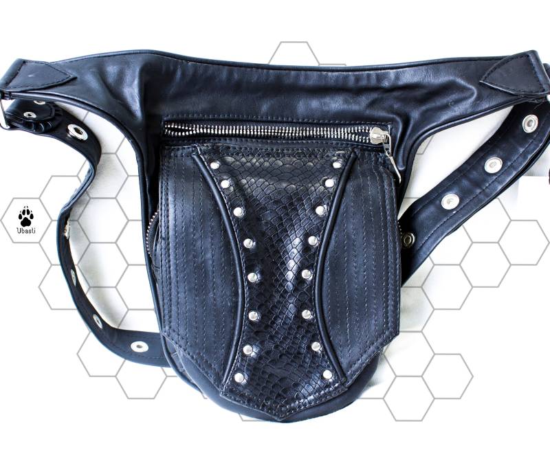 steampunk Festival Vegan Kunstleder Seitentasche Gürteltasche von UbastiCollection