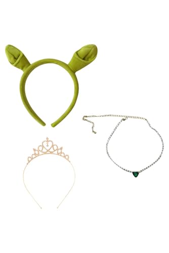 Ubaywey 3PCS Prinzessin Stirnband, Halskette und Krone Set Zubehör Halloween Karneval Party Cosplay Props Kostüm Zubehör Damen von Ubaywey