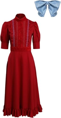 Ubaywey Rot Kleid Bogen Haarbekleidung Kostüm Horror Cosplay Erwachsene Frauen Halloween Outfits (Rot, S) von Ubaywey