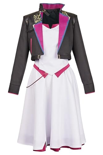 Ubaywey Weibliche Anime Charakter Tanzkleid, Schwarze Jacke, weißes Kleid Set, Halloween Karneval Outfit Cosplay Kostüm Damen XL von Ubaywey