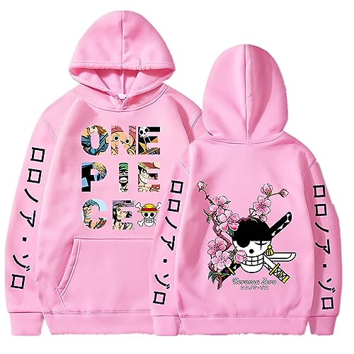 Anime One Piece Nico Robin Monkey D Luffy Cosplay Hoodie Langarm Outwear Casual Mantel Sweatshirt,005pink,L1 von Ubeisy