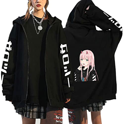 Herren Darling in The FRANXX Zip Up Hoodies Zero Two Cosplay Kostüm Sweatshirt Mit Kapuze Tops Anime Jacke,001B,L1 von Ubeisy