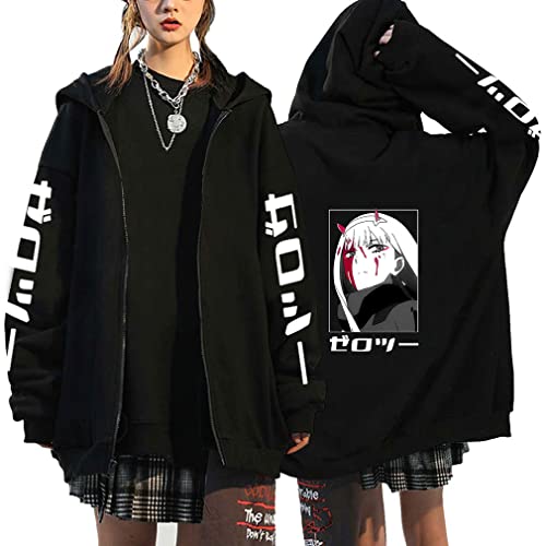 Herren Darling in The FRANXX Zip Up Hoodies Zero Two Cosplay Kostüm Sweatshirt Mit Kapuze Tops Anime Jacke,001D,3XL von Ubeisy