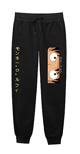 One Piece Herren Monkey D. Luffy Zoro Herren Anime Cosplay Lange Hose kurzärmelige Hose,015black,L1 von Ubeisy