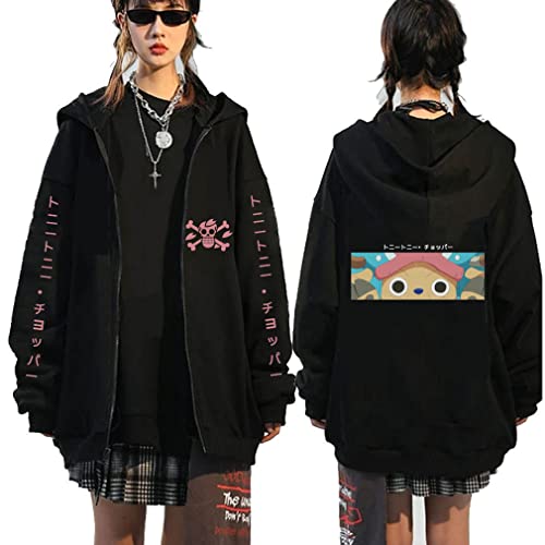 One Piece Hoodie Zip Up Ruffy Zoro Chopper Cosplay Kapuzenpullover Hoodies Jacke Zipper Sweatshirts Kapuzenjacke,005B,M1 von Ubeisy