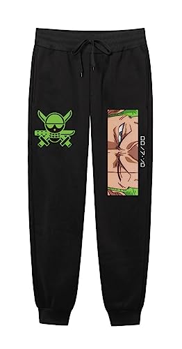 One Piece Luffy Zoro Private Graphic 3D Druck Hose Crewneck Casual Fashion Hose,014black,L1 von Ubeisy