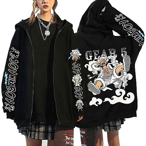 One Piece Roronoa Zoro Luffy Anime Jacke Mit Kapuze Fleece Sweatshirt Zip up Warm Anime Cosplay Kapuzenpullover,033C,L1 von Ubeisy